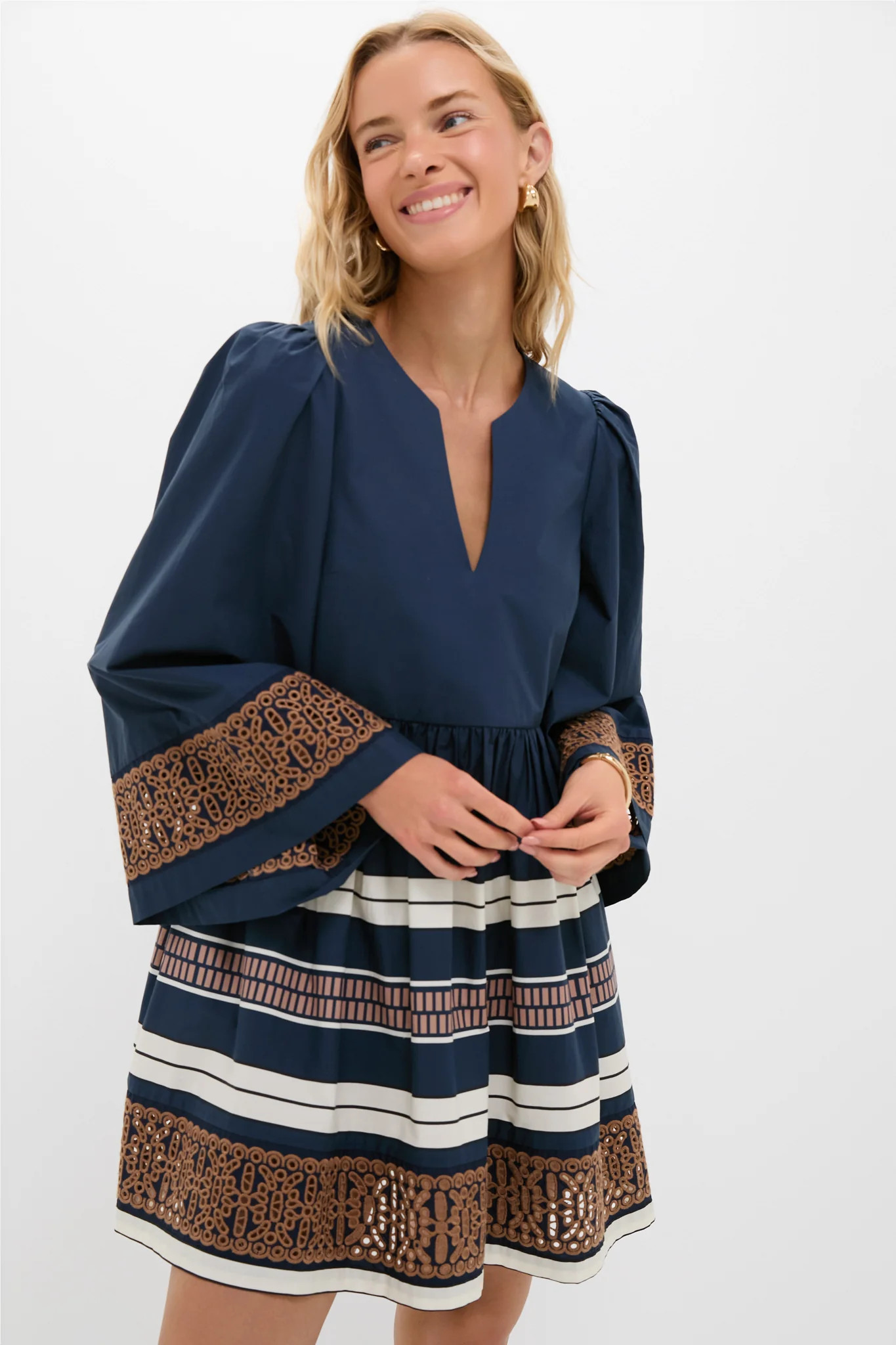 Riverside Stripe Cotton Eyelet Izzie Dress | Tuckernuck (US)