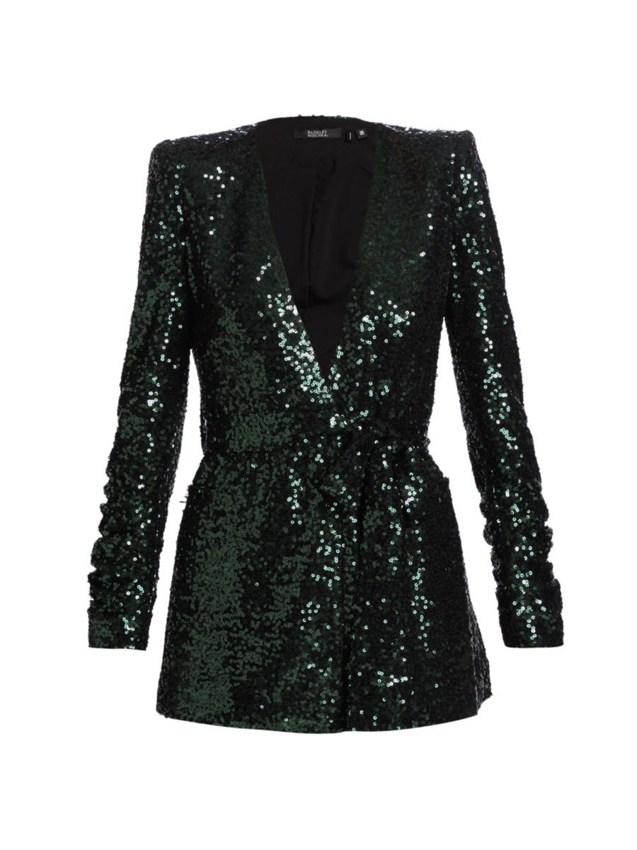 Belted Sequin-Embroidered Jacket | Saks Fifth Avenue