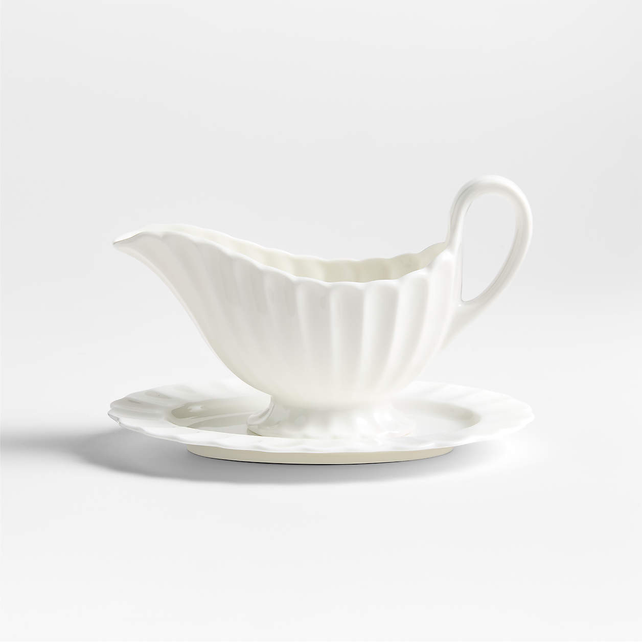 Capella White Bone China Gravy Boat | Crate & Barrel | Crate & Barrel