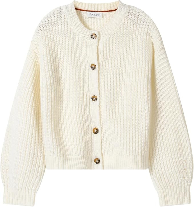 Girls' Cardigan with Button Loose Long Sleeve Shrug Sweaters Cropped Uniforms Kids Knit Sweater O... | Amazon (US)
