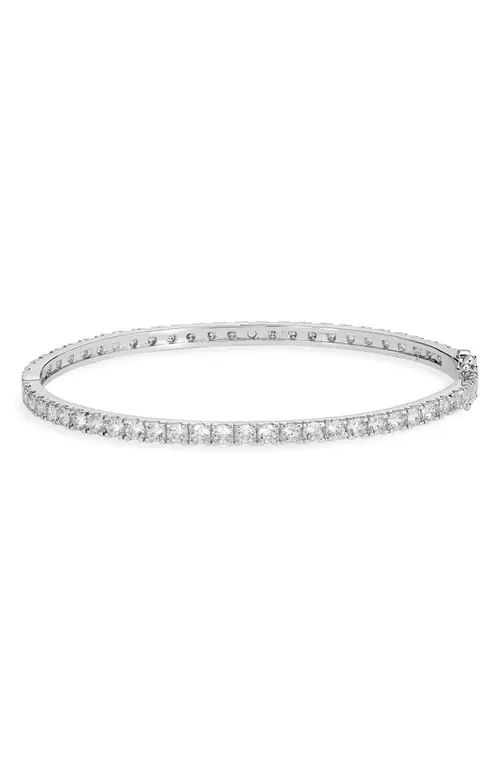 Nordstrom Cubic Zirconia Eternity Bangle in Clear- Silver at Nordstrom | Nordstrom