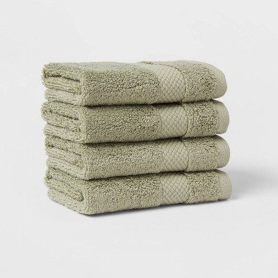 4pc Performance Plus Washcloths Light Green - Threshold™: Cotton Terry, Fade-Resistant, Machine... | Target