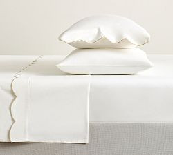 Scalloped Embroidered Percale Sheet Set | Pottery Barn (US)