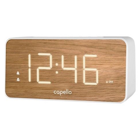 Extra Large Display Digital Alarm Clock White/Pine - Capello® | Target