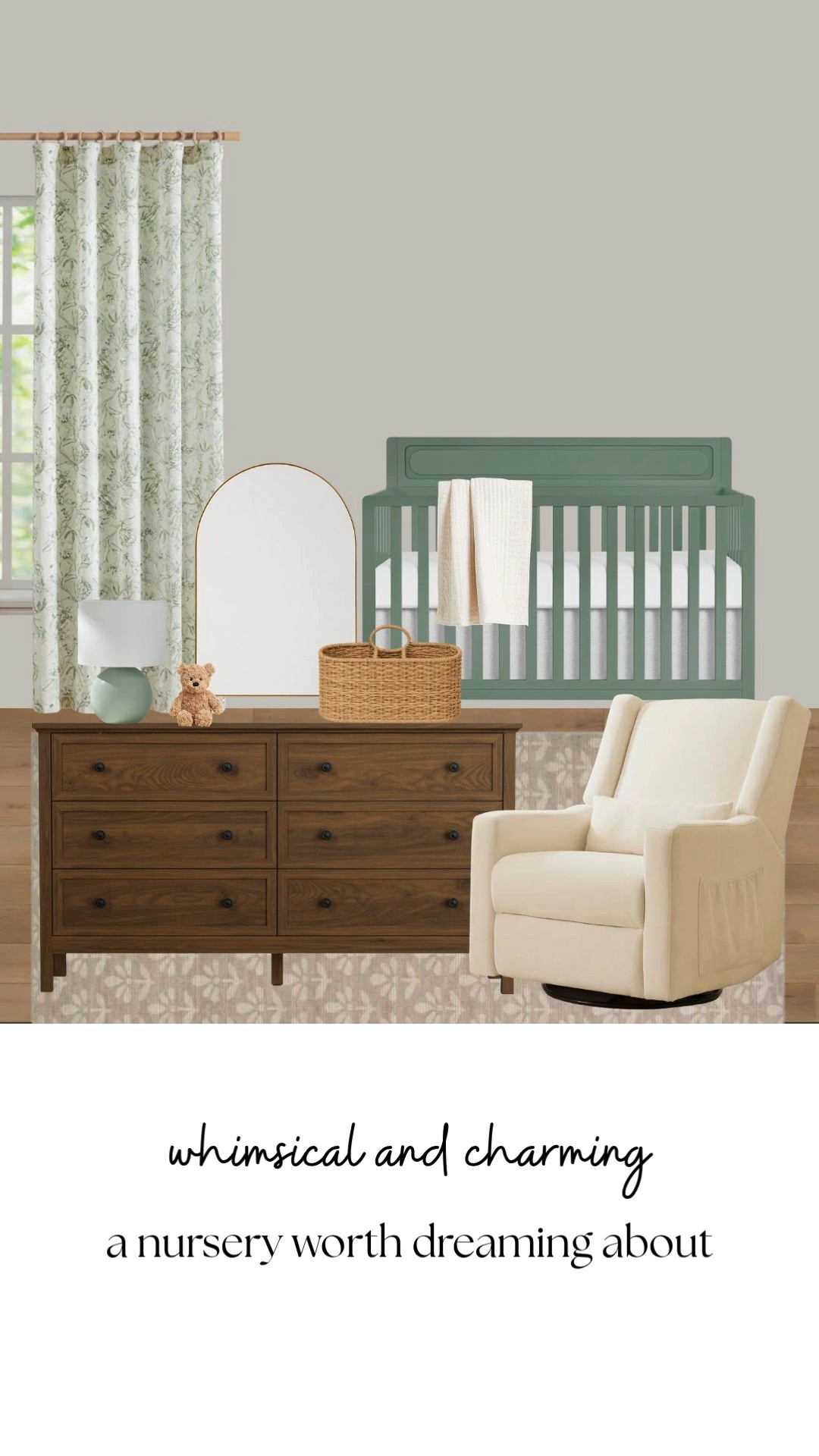 A soft, timeless nursery designed with warm wood tones, calming sage accents, and layered neutral textures — and the best part is that the entire look is sourced from Wayfair. I love spaces that feel elevated, cozy, and approachable all at the same time, especially for rooms meant to grow alongside your family.

Wayfair nursery, nursery inspiration, sage green nursery, warm traditional nursery, cozy baby room, neutral nursery decor, cottage nursery inspiration, timeless nursery design, layered nursery textures, warm wood nursery furniture, whimsical nursery ideas, designer inspired nursery, collected home style, calming nursery aesthetic, soft neutral baby room, traditional nursery decor, elegant nursery styling, cozy family home, nursery room design, Wayfair home decor 

 #LTKHome #LTKBaby #LTKKids