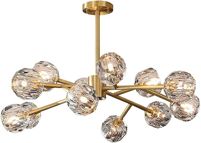 NOXARTE Modern Sputnik Chandelier Lighting Brass Pendant Lamp Crystal Globe Gold Ceiling Light Fi... | Amazon (US)