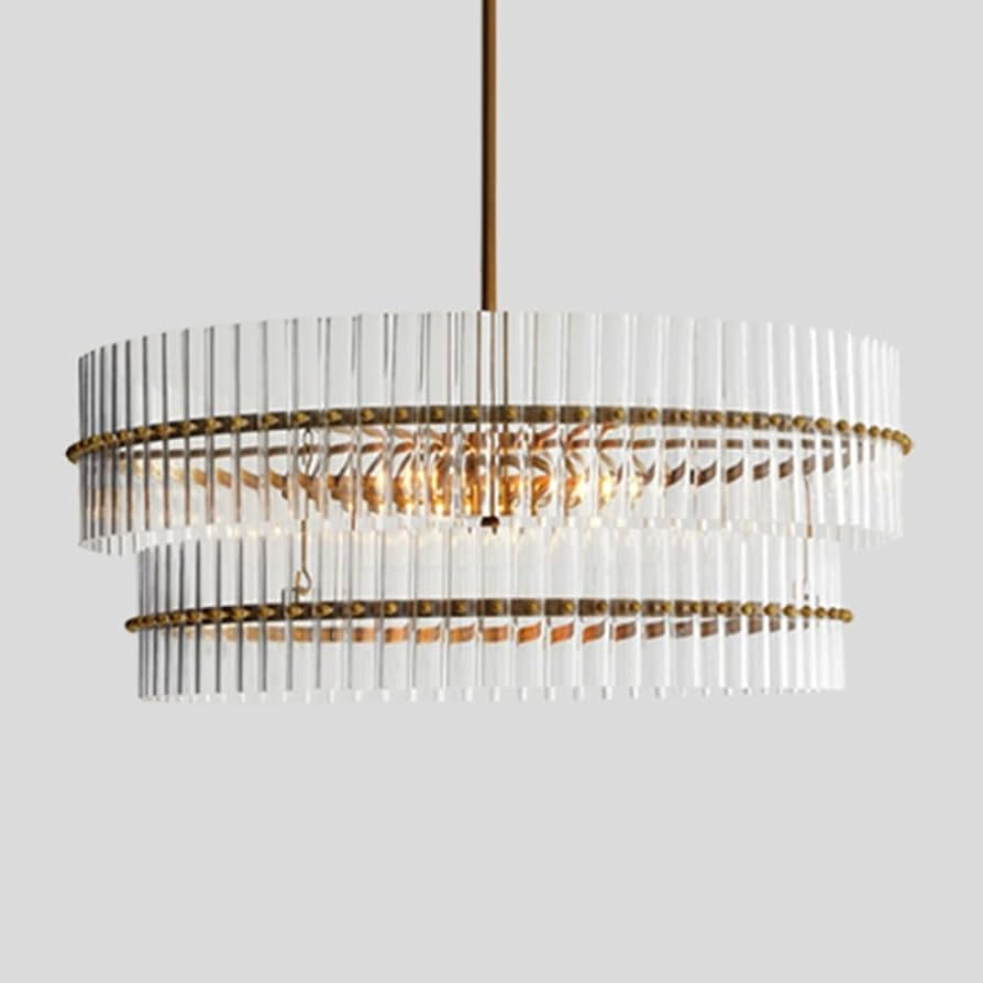 Crystal Fluted Glow Chandelier, Finial Details, Craftsmanship, Fluted Modern Design,Bronze-Finish... | Amazon (US)