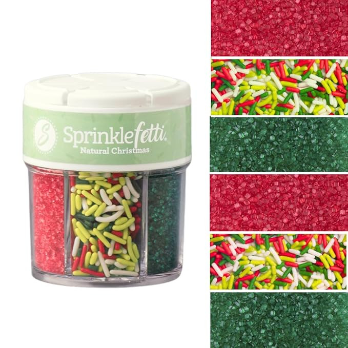 Sweets Indeed Dye Free Christmas Sprinkles – 2.75 oz 6-Cell Holiday Jar | Red Sanding Sugar, Gr... | Amazon (US)