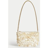 M&S Collection Women's Pearl Chain Strap Shoulder Bag - Cream Mix, Cream Mix | Marks & Spencer (UK)
