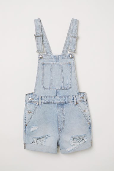 H & M - Denim Bib Overall Shorts - Blue | H&M (US + CA)