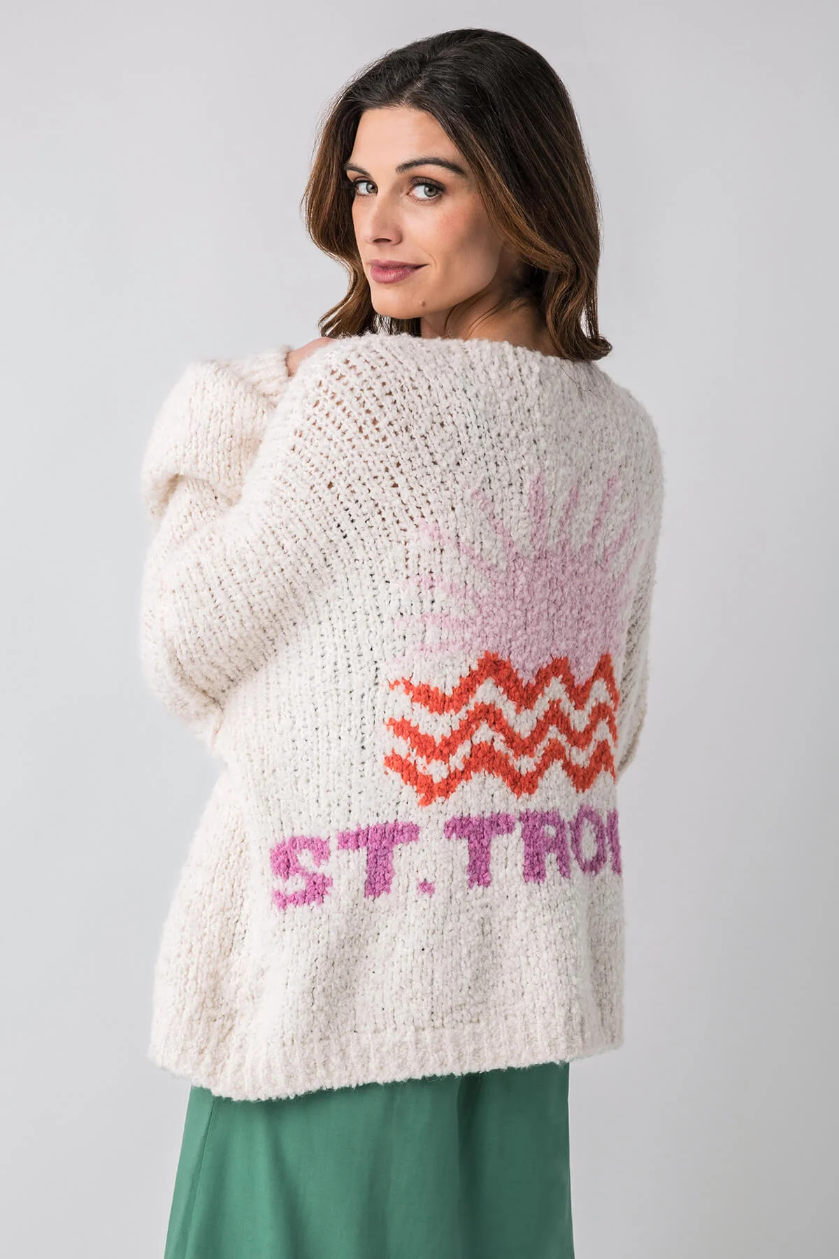 Vintage Havana Jacquard Back Detail Cardigan | Social Threads