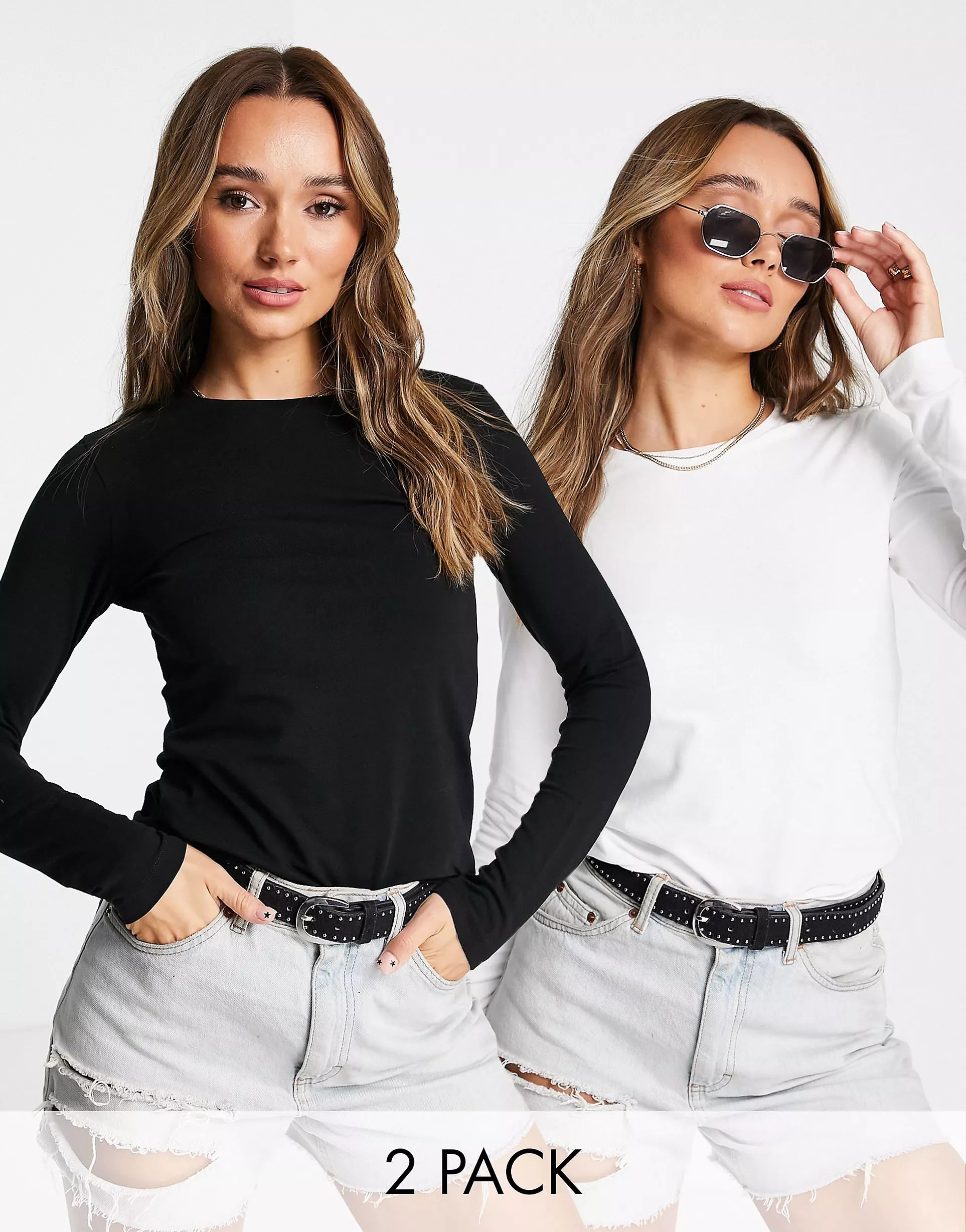 ASOS DESIGN ultimate slim fit t-shirt with long sleeves in cotton 2 pack SAVE | ASOS (Global)