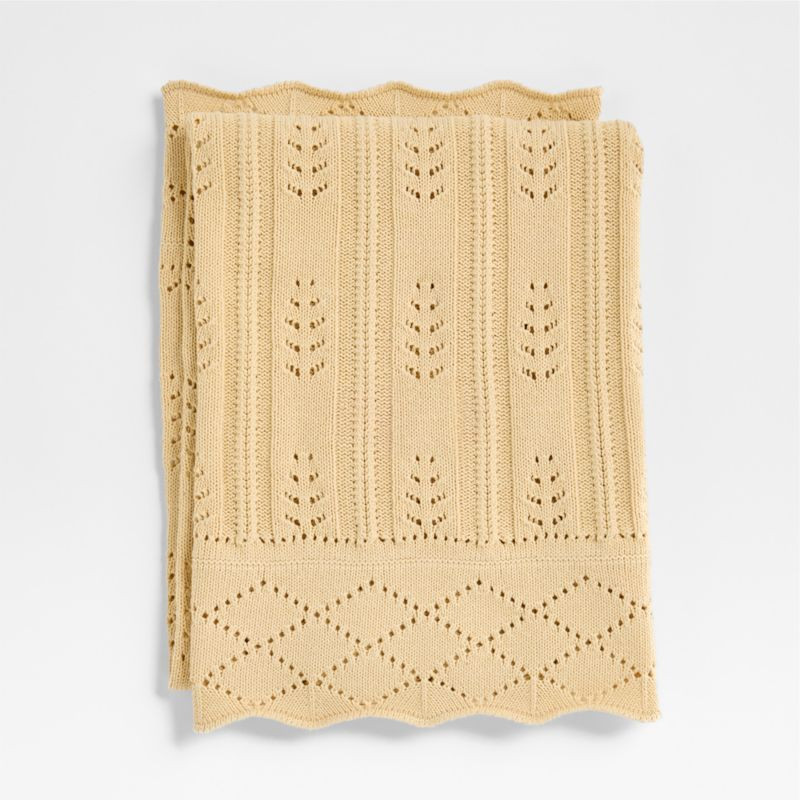 Ferne Pointelle Lambs Wood Yellow Organic Cotton Baby Stroller Blanket by Sharland England | Crat... | Crate & Barrel