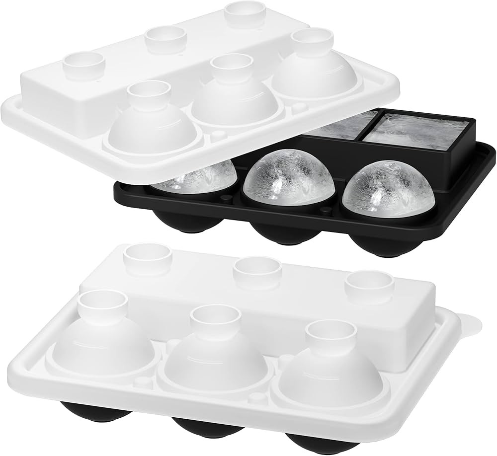 Ice Cube Trays 2 Pack, Morfone Silicone Round Ice Ball Molds& Square Large Ice Molds Combo with L... | Amazon (CA)