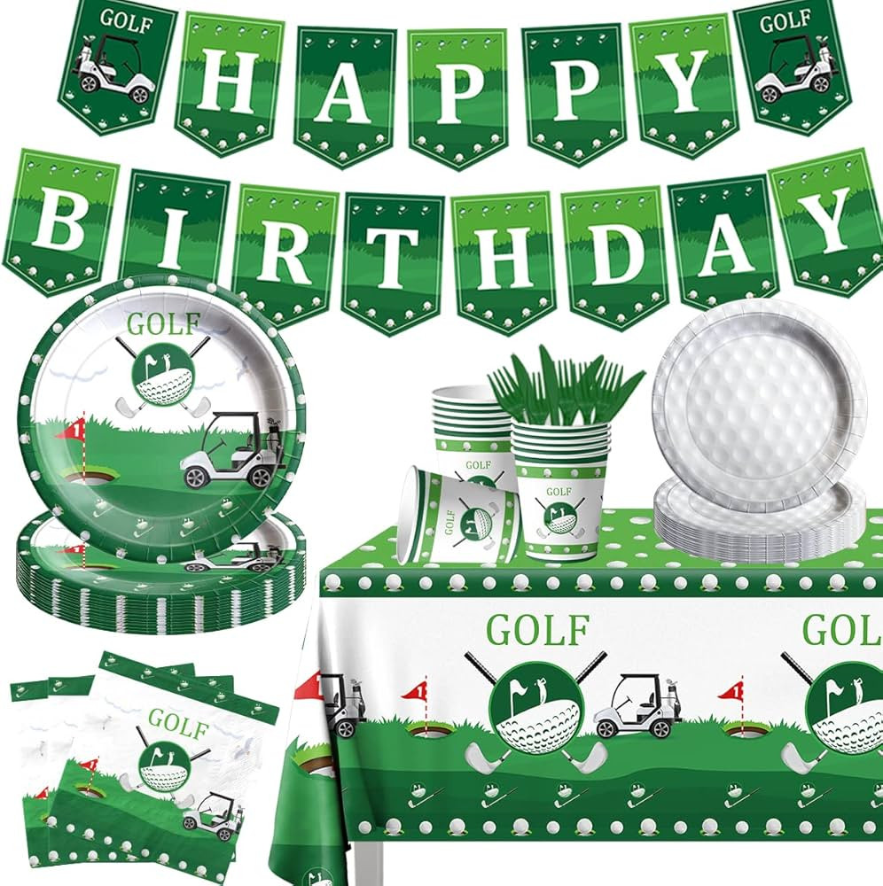 Golf Party Decoration,142PCS Sports Tableware Golf Plates and Napkins Party Supplies Include Happ... | Amazon (US)