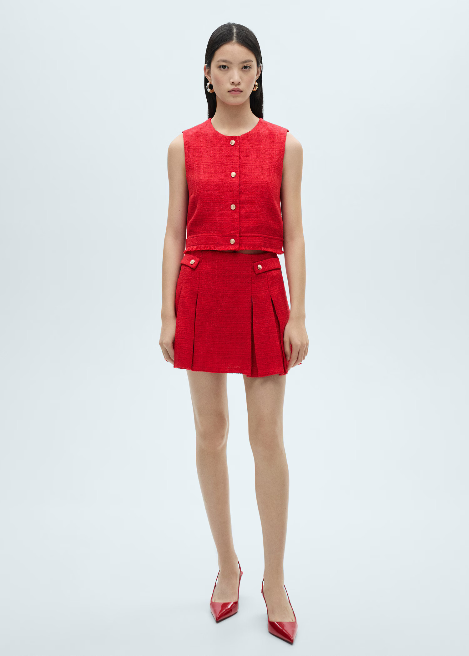 Tweed waistcoat with buttons - Women | MANGO United Kingdom | MANGO (UK)