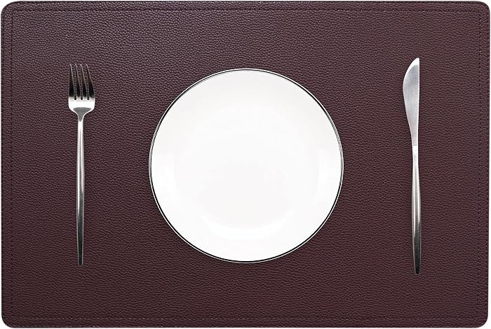 Set of 6 Faux Leather Placemats, PU Table Mats, Waterproof, Stain Resistant, Heat Resistant, Easy... | Amazon (US)