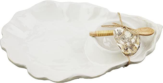 Mud Pie Oyster Chip and Dip Set, White, server 8 1/2" x 12" | spoon 5" | Amazon (US)