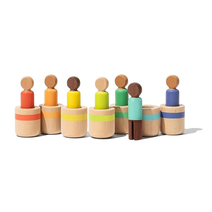 Lovevery | Post & Play Peg People | Baby Toy, 7 Wooden Peg Doll | 19 Months + | Amazon (US)