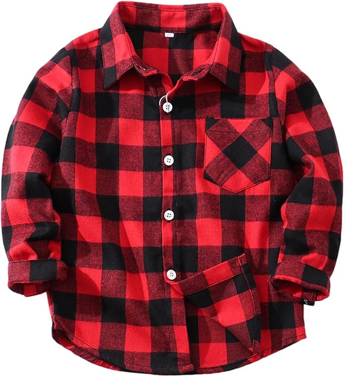 Kids Flannel Shirt Jacket Plaid Long Sleeve Button Down Shirt Top Toddler Baby Girls Boys Shirts ... | Amazon (US)