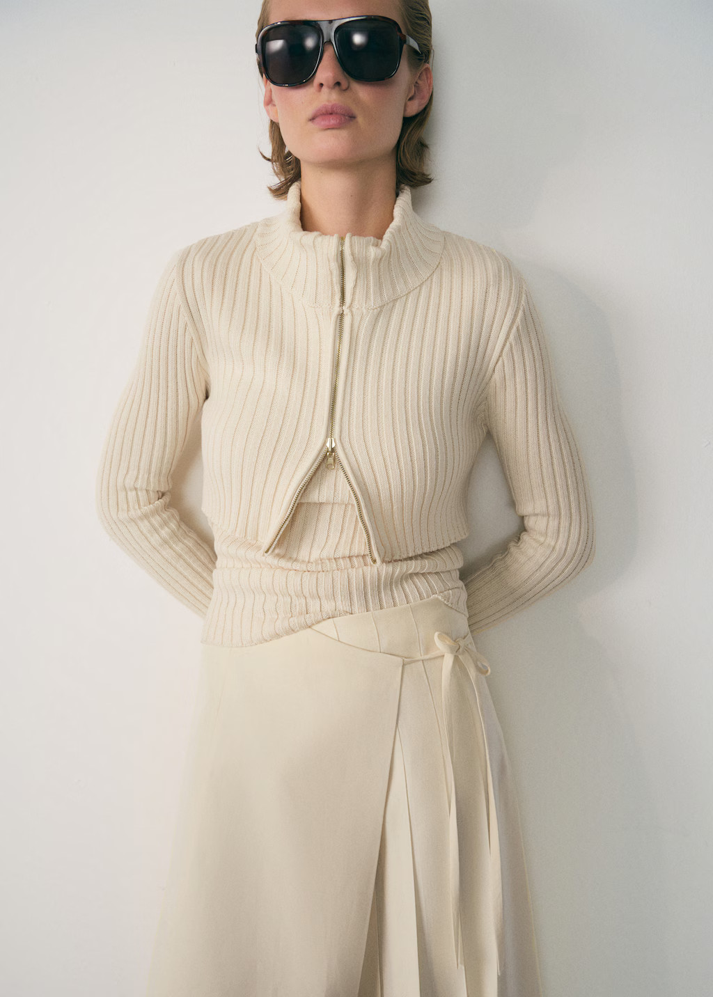 Combined ribbed sweater with zipper | Mango (US/MX/AU)