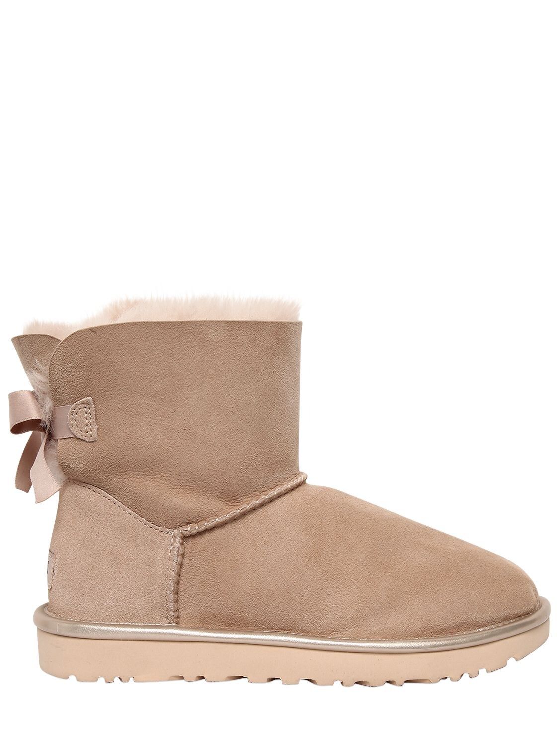 MINI BAILEY BOW METALLIC SHEARLING BOOTS | Luisaviaroma