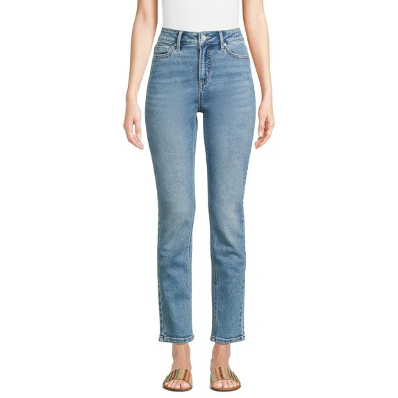 Time and Tru Women’s Mid Rise Straight Leg Jeans, Sizes 0-22, Regular & Short Inseams | Walmart (US)