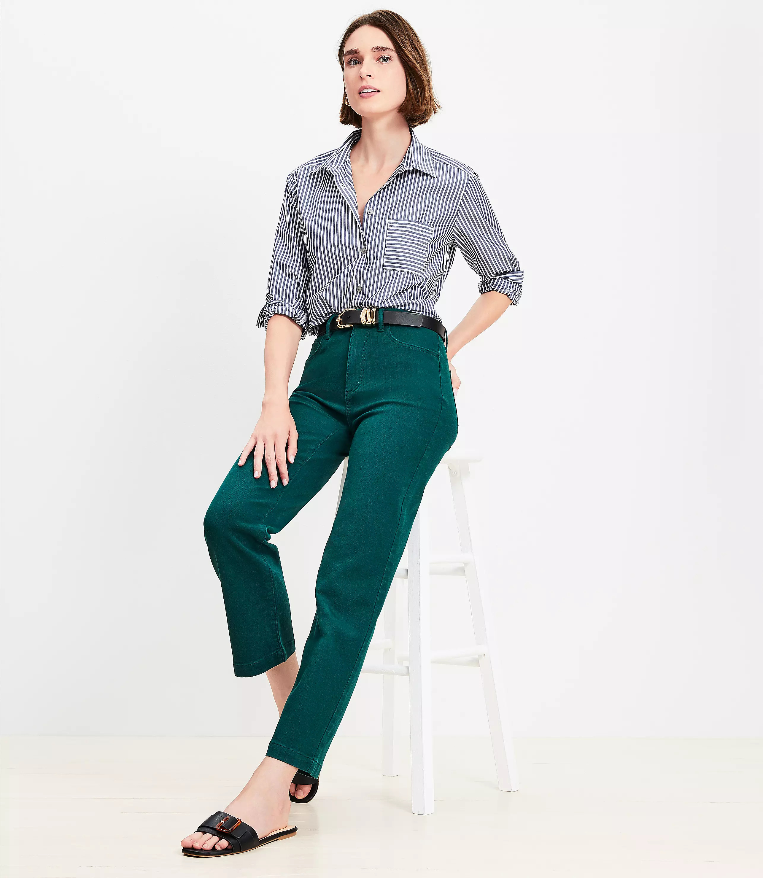 Five Pocket Straight Pants in Twill | LOFT