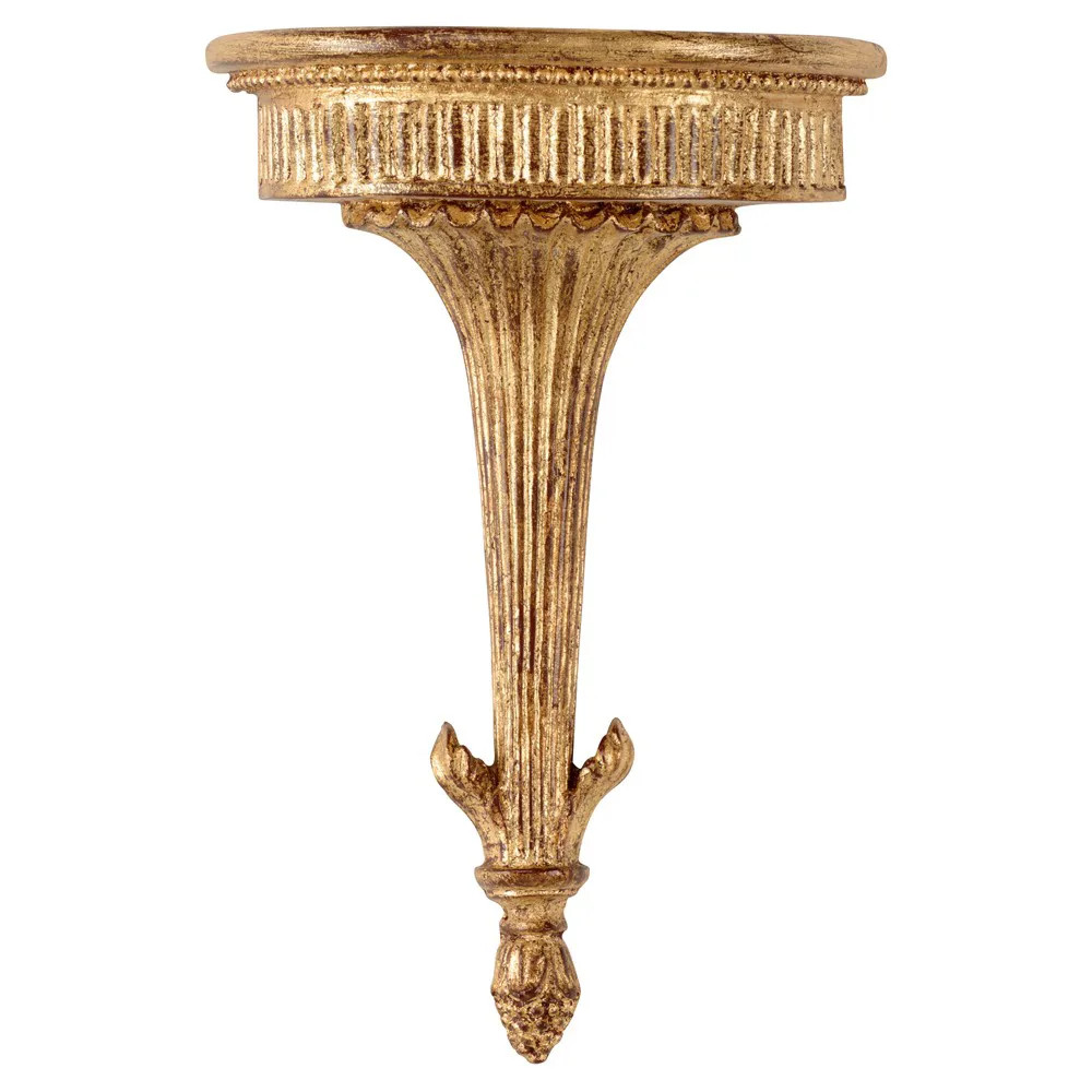 Prien Updated Traditional Gold Bracket Wall Shelf | Kathy Kuo Home