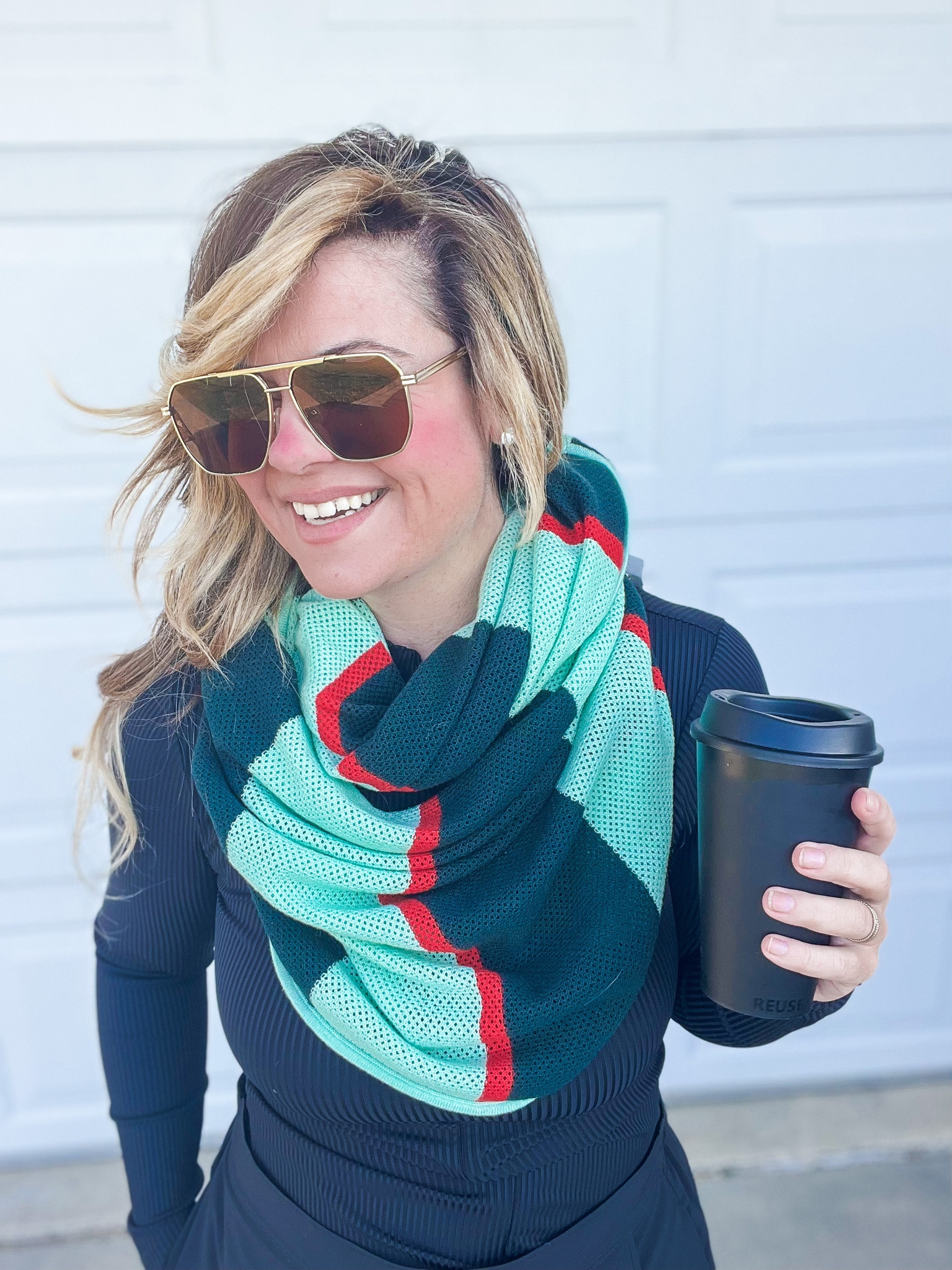 Fall Outfit 
LuluLemon green and red color block scarf
Transitional outfit ideas
Abercrombie bodysuit 
Amazon sunglasses
Matte black sunglasses
Earrings
AOL skirt
White Leather sneakers
Edgy outfit ideas


#LTKfitness #LTKSeasonal #LTKfindsunder100