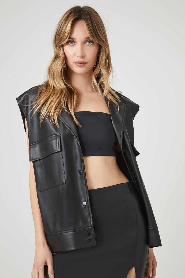 Faux Leather Boxy Vest | Forever 21 (US)