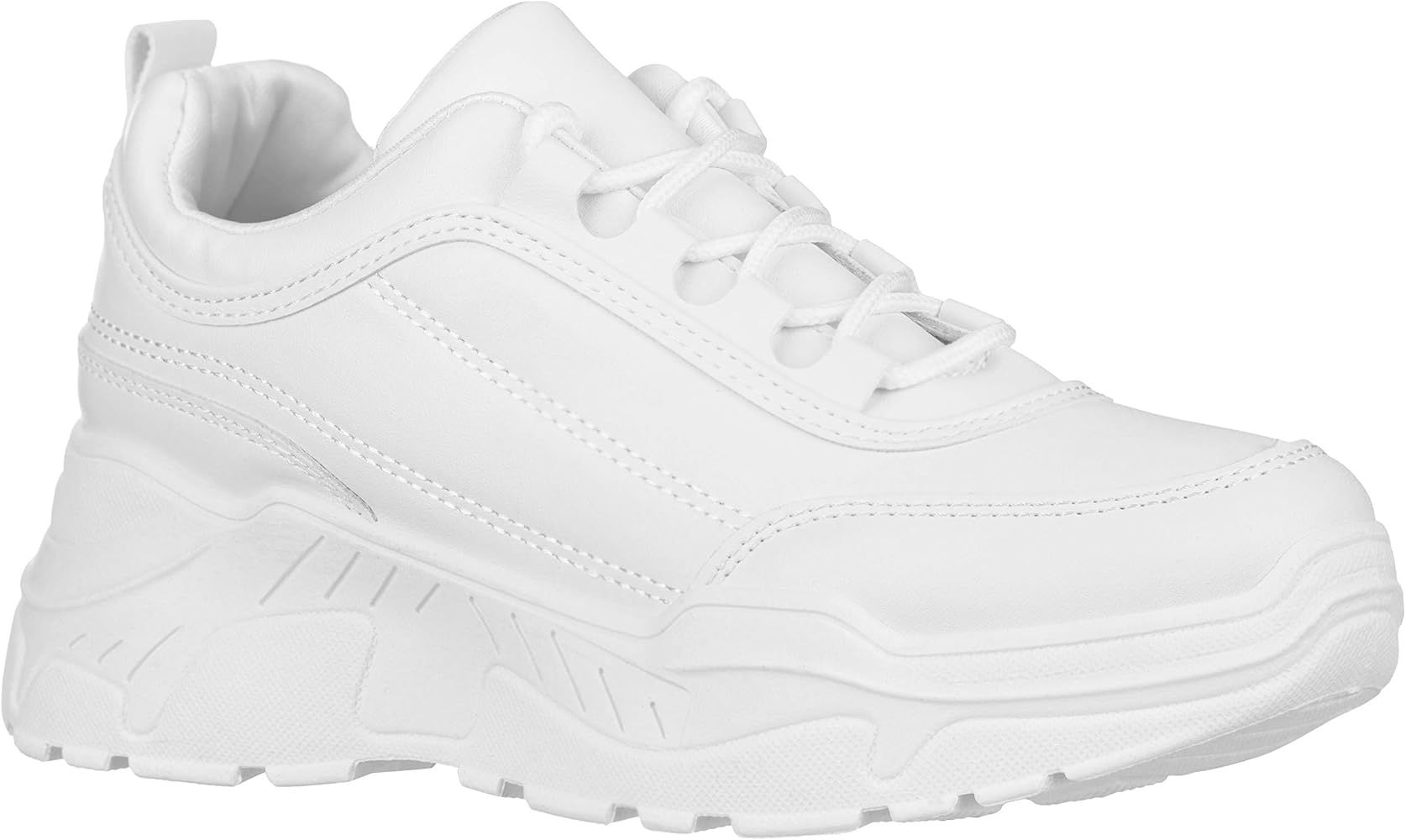 ILLUDE Women's Platform Lace up Sneaker Lightweight Casual Everyday Walking Fashion Chunky Sneakers  | Amazon (US)