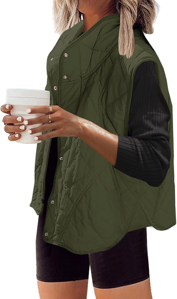SENSERISE Womens Puffer Vest Quilted Vest Oversized Lightweight Vests Outerwear Button Down Winte... | Amazon (US)