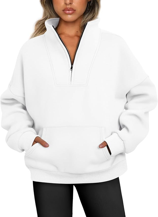 Trendy Queen Sweatshirts Half Zip Pullover Quarter Zip Oversized Hoodies Sweaters Comfy Fall Outf... | Amazon (US)
