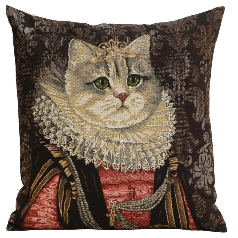 Royal Cat Throw Pillow Cover Medieval Cat Art Jacquard Cushion Gothic Decor 18x18 - Etsy | Etsy (Global)