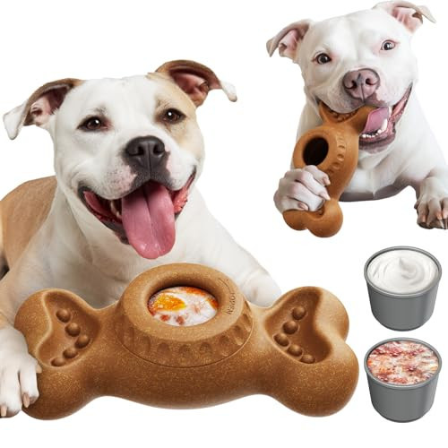 SHINKAI Refillable Frozen Dog Toy to Keep Them Busy - Tough Chew Toys for Aggressive Chewers, Ice Cream Holder Freezebone with Mold Cups, Reduces Anxiety & Destructive Behavior | Amazon (US)