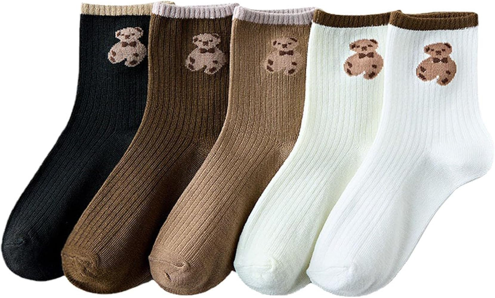 Women's 5 Pairs Cute Cartoon Ankle Embroidery Bear Casual for Women Socks | Amazon (CA)