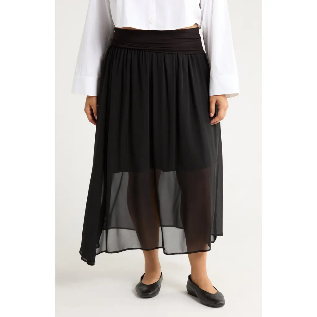Renee C Sheer Maxi Skirt in Black at Nordstrom Rack, Size 2X | Nordstrom Rack