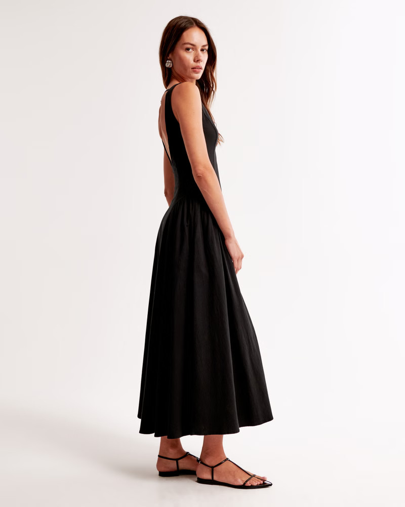 Women's Drop-Waist Midi Dress | Women's New Arrivals | Abercrombie.com | Abercrombie & Fitch (US)