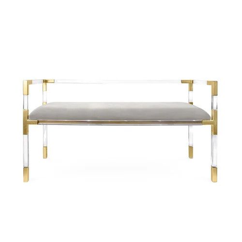 Bench In Clear Acrylic With Velvet Upholstery & Golden Details | Wayfair North America