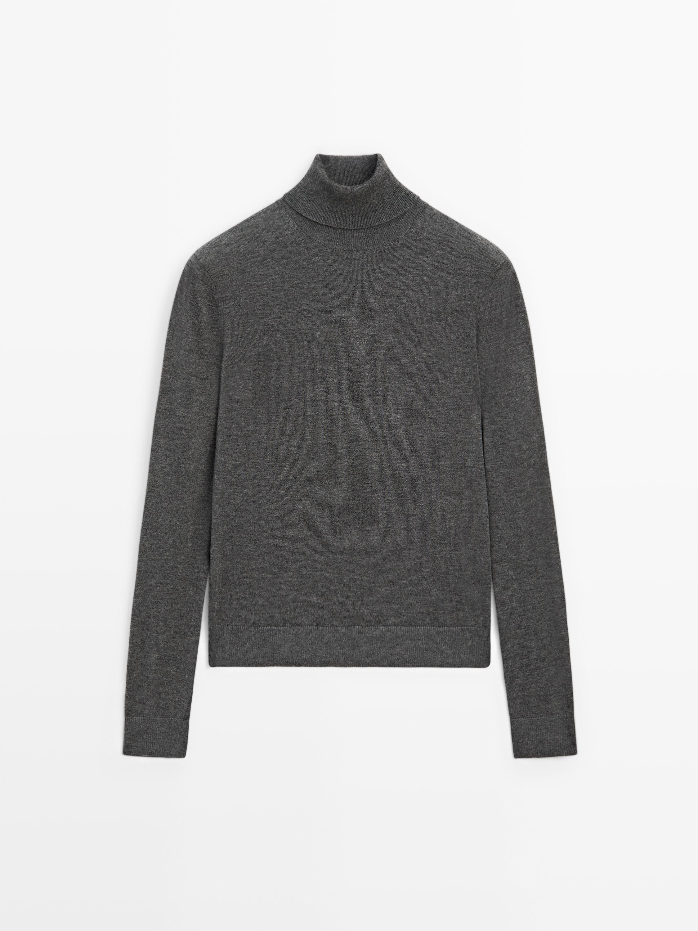 Wool blend high neck knit sweater | Massimo Dutti UK