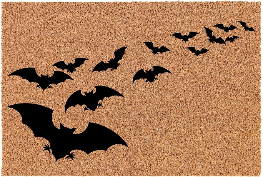 Welcome Doormat Natural Coco Coir Door Mat Halloween Bat Colony (30" x 18") | Amazon (US)