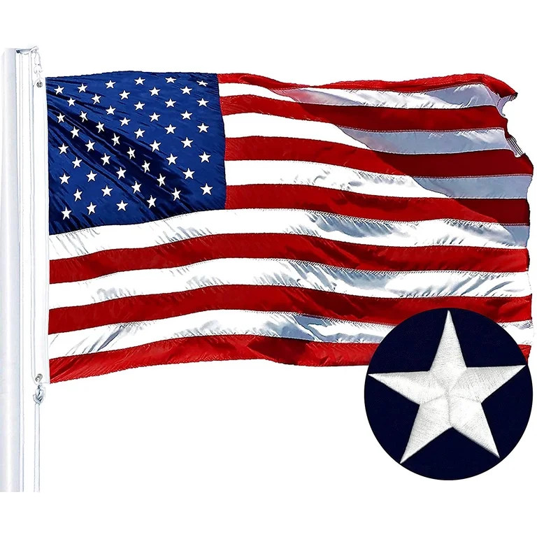 QLASH 3x5 ft US American Flag Embroidered Stars, Sewn Stripes, Heavy-Duty Nylon Outdoor Flag with... | Walmart (US)