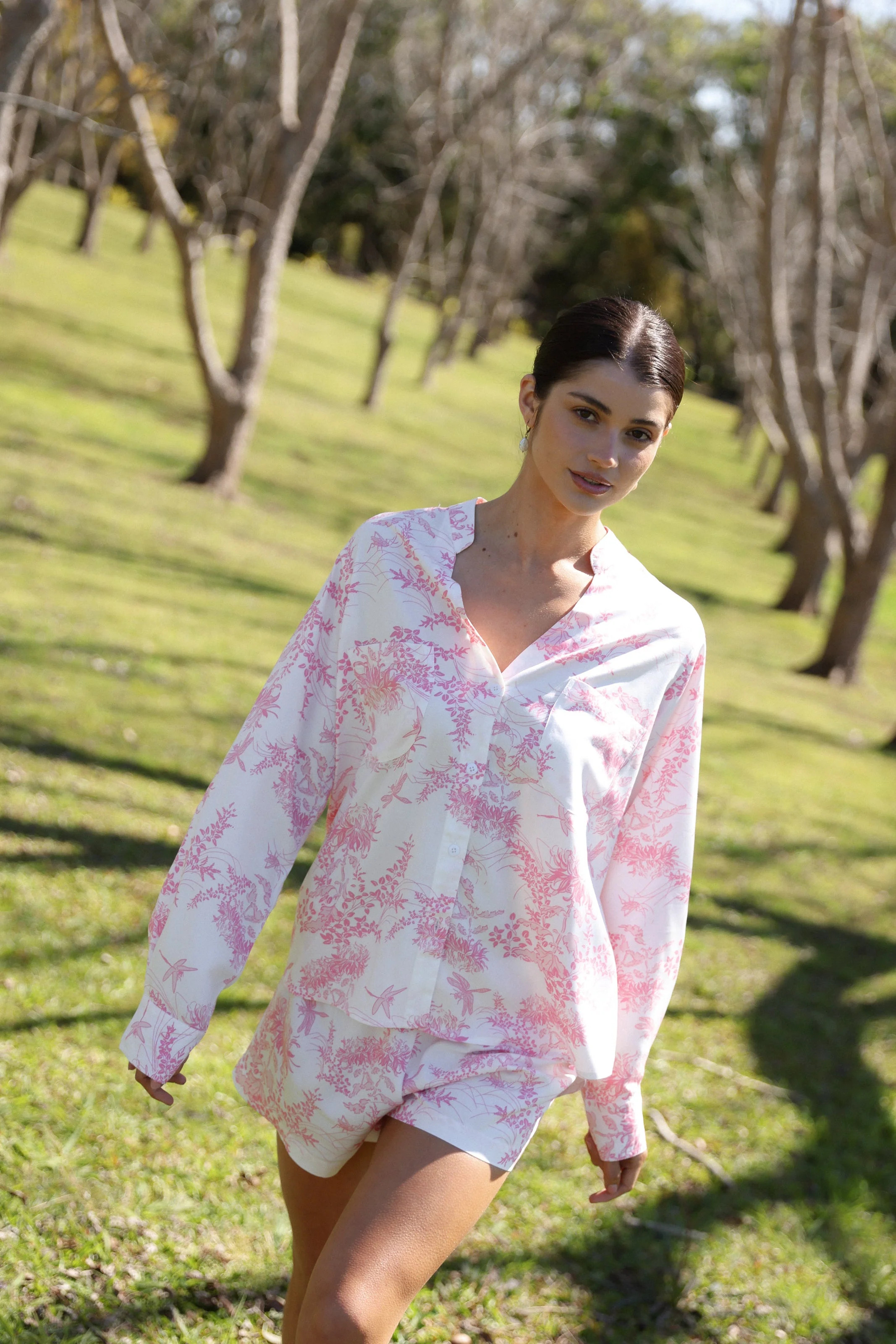 Maggie Pajama Set - Long Sleeve - ECOVERO™ - Summer Toile - Pink | Piyama US