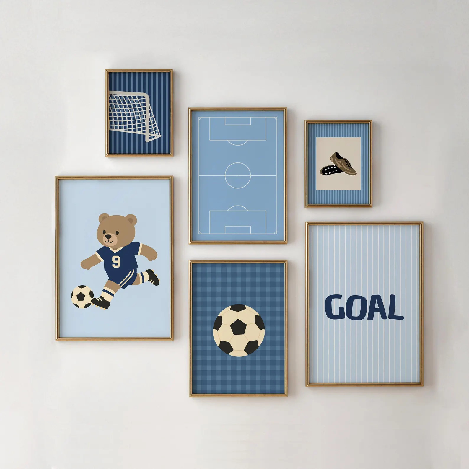 Soccer Kids Prints, Nursery Sports Theme Wall Art, Blue Vintage Printable Room Decor | Etsy (Global)