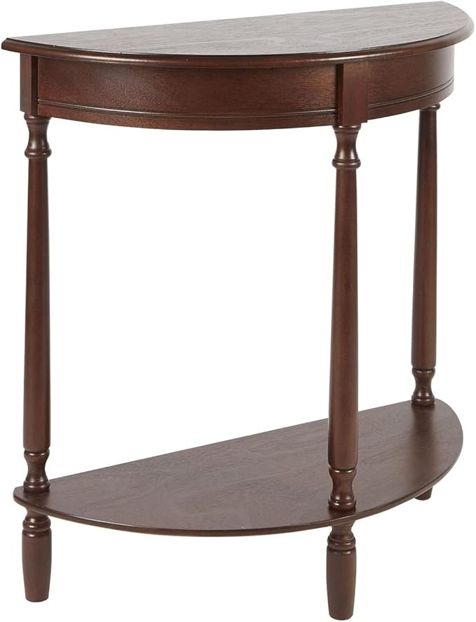 Decor Therapy Simplify Half Round Accent Table, Walnut, 28.25w 11.8d 28.25h | Amazon (US)