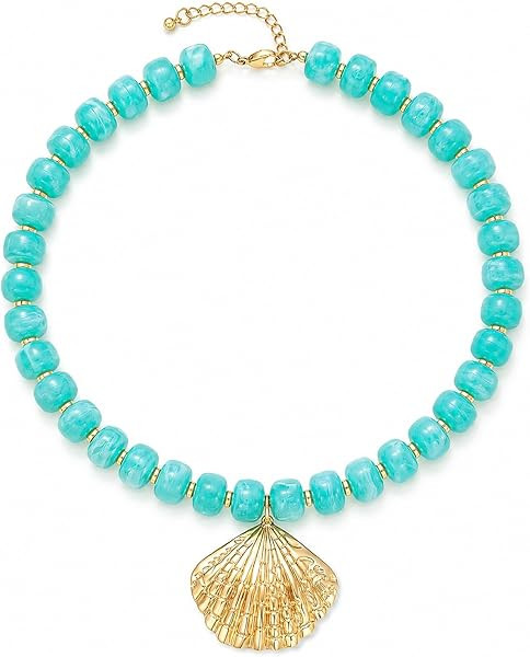 Chunky Beaded Starfish Shell Necklace for Women Colorful Boho Summer Chain Choker Beach Necklace ... | Amazon (US)