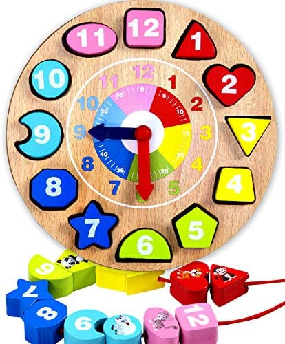 Jaques of London Teaching Clock | Montessori Shape Sorter | Tell The Time Clock | Wooden Shape So... | Amazon (UK)