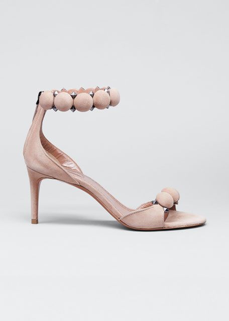 ALAIA Bombe Stud Suede Ankle-Wrap Sandals | Bergdorf Goodman