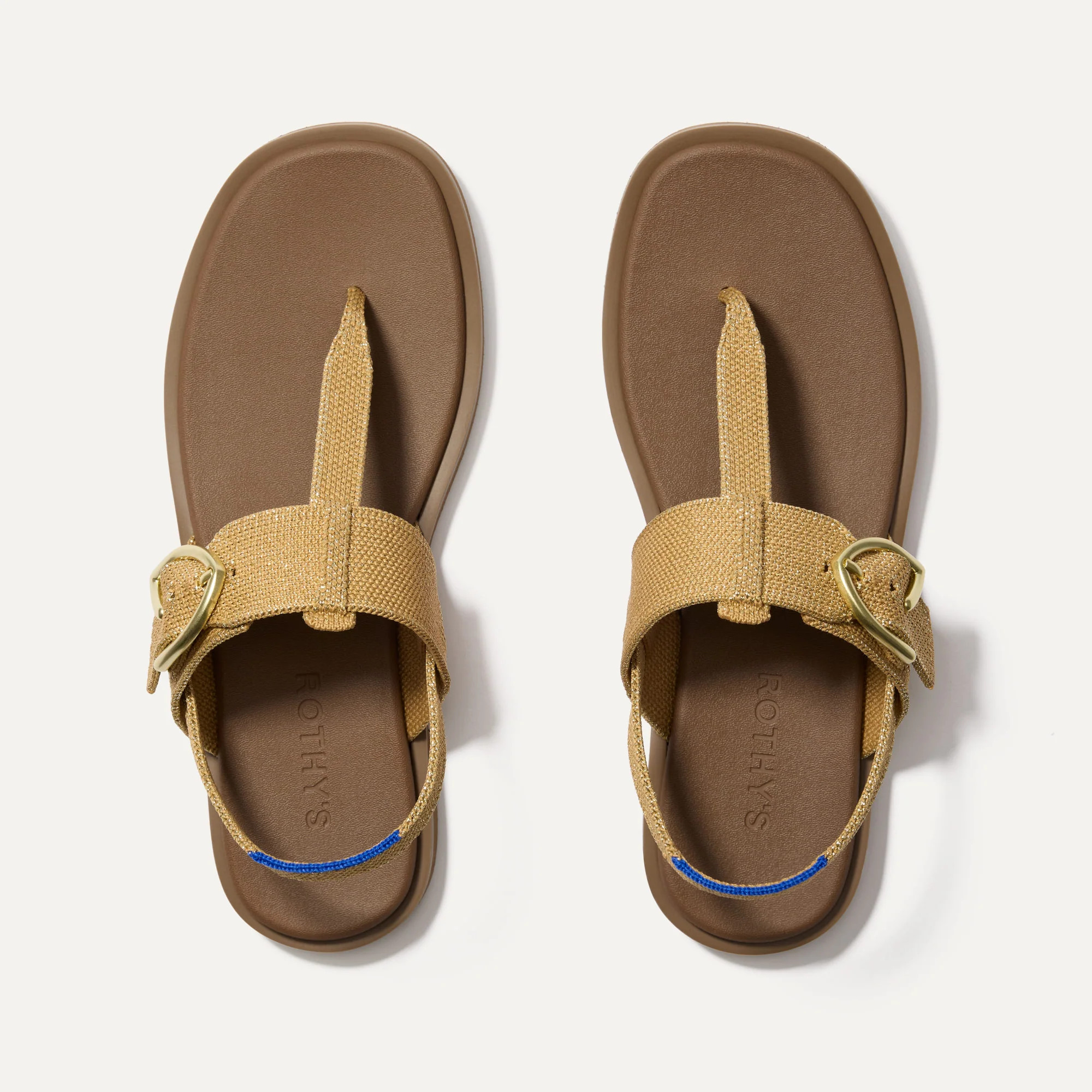 The T-Strap Sandal in Metallic Golden Sun | Women's Sandals | Rothy's | Rothy's
